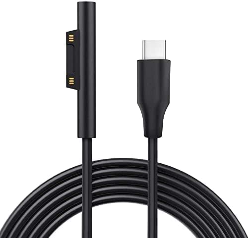 VNJ ACCESSORIES Charging Cable for Microsoft Surface Pro 7/6/5/4/3Go3/2/1 Laptop 4/3/2/1, Must Work with 45W 15V 3A USB-C Charger (Black, 6ft) - Image 1