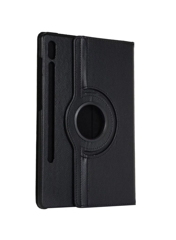 Case for Samsung Galaxy Tab S10 Ultra / S9 Ultra / S8 Ultra, Multi-Angle Stand + 360 Rotating Bracket + Shockproof Leather Slim Protective Cover, Black - Image 1