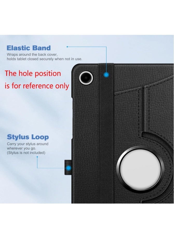 Case for Samsung Galaxy Tab S10 Ultra / S9 Ultra / S8 Ultra, Multi-Angle Stand + 360 Rotating Bracket + Shockproof Leather Slim Protective Cover, Black - Image 5