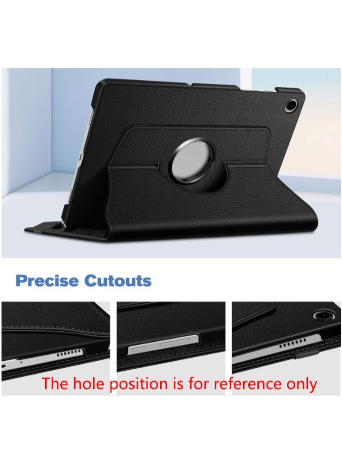 Case for Samsung Galaxy Tab S10 Ultra / S9 Ultra / S8 Ultra, Multi-Angle Stand + 360 Rotating Bracket + Shockproof Leather Slim Protective Cover, Black - Image 4