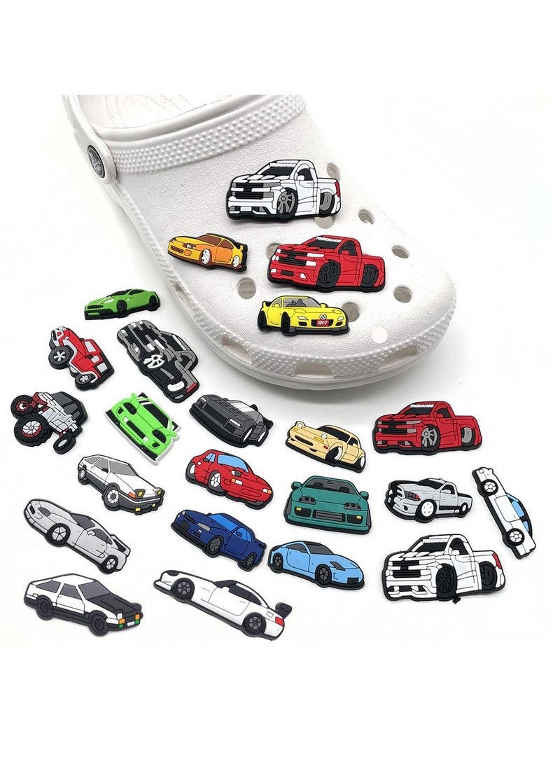 كابتن تيك 23 PCS Car Charms Fits for Croc Clog Sandals Shoes Decoration, Race Car Accessories Charms for Adult Men Boys Party Favor Gifts, Metal, No Gemstone - Image 1