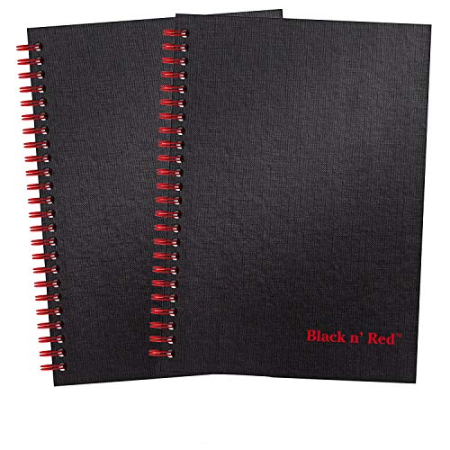 Black n' Red Notebook, Durable Hardcover, Premium Optik Paper, Scribzee App Compatible, Environmentally Friendly, Spiral Binding, 8-1/4" x 5-1/4", 70 Double-Sided Ruled Sheets, (Pack of 2) - Image 1