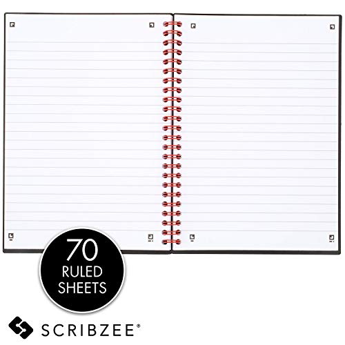 Black n' Red Notebook, Durable Hardcover, Premium Optik Paper, Scribzee App Compatible, Environmentally Friendly, Spiral Binding, 8-1/4" x 5-1/4", 70 Double-Sided Ruled Sheets, (Pack of 2) - Image 2