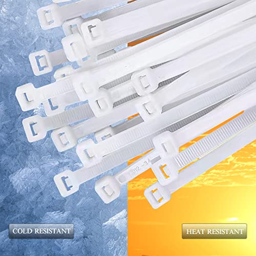 ECRABONE Zip Ties Heavy Duty 12 Inch White Cable Ties, 120 Pounds Tensile Strength, Large Strong Tie Wraps for Indoor and Outdoor Use, UV Resistant, 100 Pack - Image 4