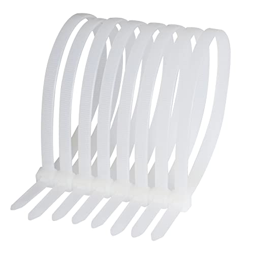 ECRABONE Zip Ties Heavy Duty 12 Inch White Cable Ties, 120 Pounds Tensile Strength, Large Strong Tie Wraps for Indoor and Outdoor Use, UV Resistant, 100 Pack - Image 1