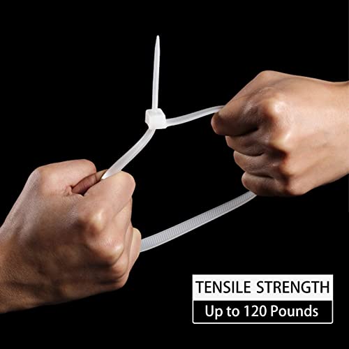 ECRABONE Zip Ties Heavy Duty 12 Inch White Cable Ties, 120 Pounds Tensile Strength, Large Strong Tie Wraps for Indoor and Outdoor Use, UV Resistant, 100 Pack - Image 2