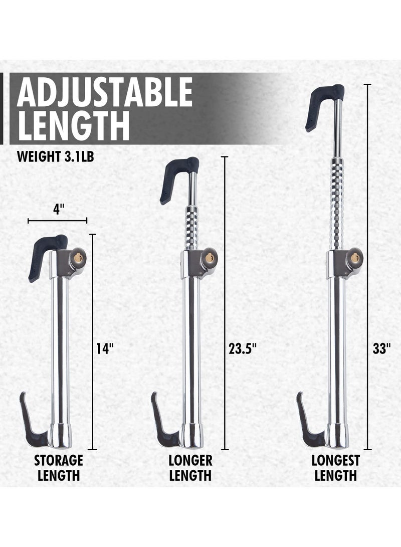 Heavy-Duty Steering Wheel Lock Bar - Adjustable Length Anti-Theft Brake Pedal Lock with 2 Keys, Silver Finish for Enhanced Vehicle Security - Image 3