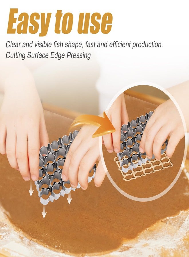 XIHIRCD قطاعة بسكويت صغيرة على شكل سمكة من XIHIRCD، 9.8 × 6.5 × 2 سم، قطاعة بسكويت صغيرة مع 25 خانة، مصنوعة من الفولاذ المقاوم للصدأ، على شكل سمكة ذهبية لخبز بسكويت حيوانات البحر. - Image 4