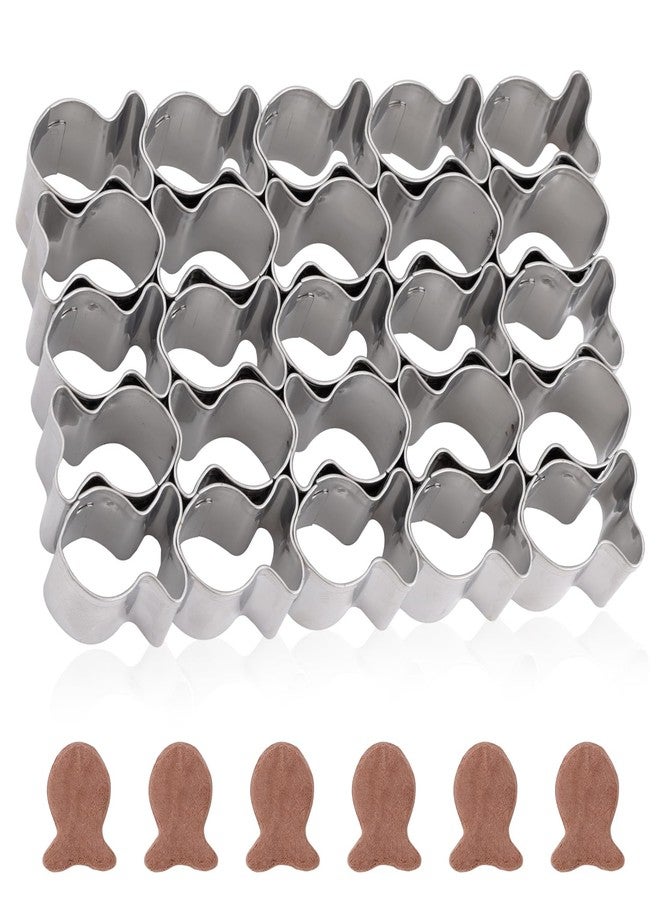 XIHIRCD قطاعة بسكويت صغيرة على شكل سمكة من XIHIRCD، 9.8 × 6.5 × 2 سم، قطاعة بسكويت صغيرة مع 25 خانة، مصنوعة من الفولاذ المقاوم للصدأ، على شكل سمكة ذهبية لخبز بسكويت حيوانات البحر. - Image 1