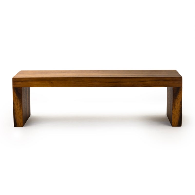 BILLI لوح سوشي خشب الأكاسيا مع قاعدة 35x12x10 سم - صينية تقديم خشبية فاخرة مع قاعدة مرتفعة، بني - Image 1