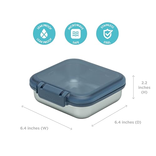 Smash 30 oz / 900ml Microwave Safe Stainless Steel Meal/Sandwich/Lunch Box with Black Hinged Lid – Leak-Proof Clip Closure, Silicone Seal, BPA-Free - Image 4