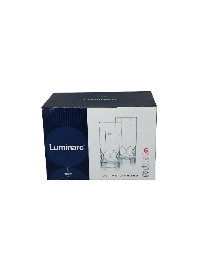 Luminarc 6-Piece Octime Diamond Glass Tumbler Clear 310 ml L7353