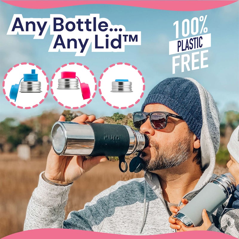 Pura Sport 18oz/ 550ml Standard Bottle with Sleeve & Silicone Big Mouth Sport Top - Non-Insulated, Stainless Steel, Warm & Cold, Leak-Proof & Spill-Proof for Kids, Toddlers, Preschoolers - Mint - Image 4