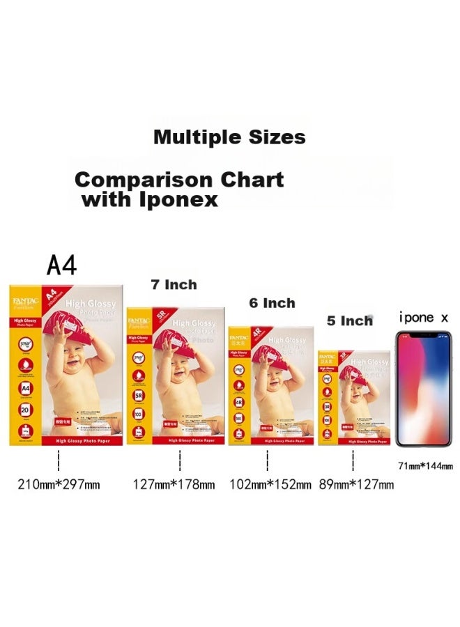Fantac High Gloss Photo Paper, 5-inch, 210g, Color Inkjet Printing Photo Paper, 100 Sheets, 9895-234 - Image 4