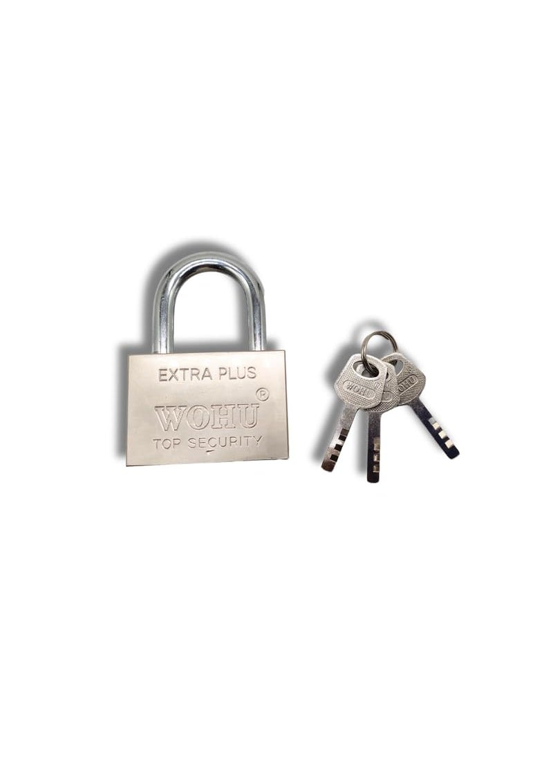HEADLY Silver HeavyDuty Chrome Plated Disc Padlock 60 MM Lock and 3 Keys Extra Plus Hardened Security Lock for Garage Door Shutter Locker Warehouse Gates  - Image 1