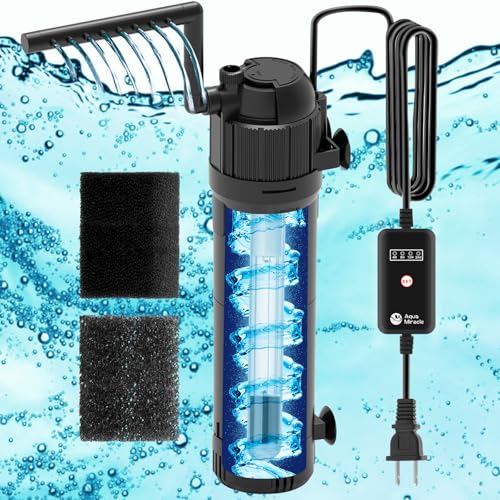 AquaMiracle Aquarium Filter for Green Water U V Fish Tank Filter with Timer 481224 Hrs Dual Mode AerationRainfall Fish Filter for 40120 Gallon Tanks Flow Rate and Direction Adjustable - Image 1