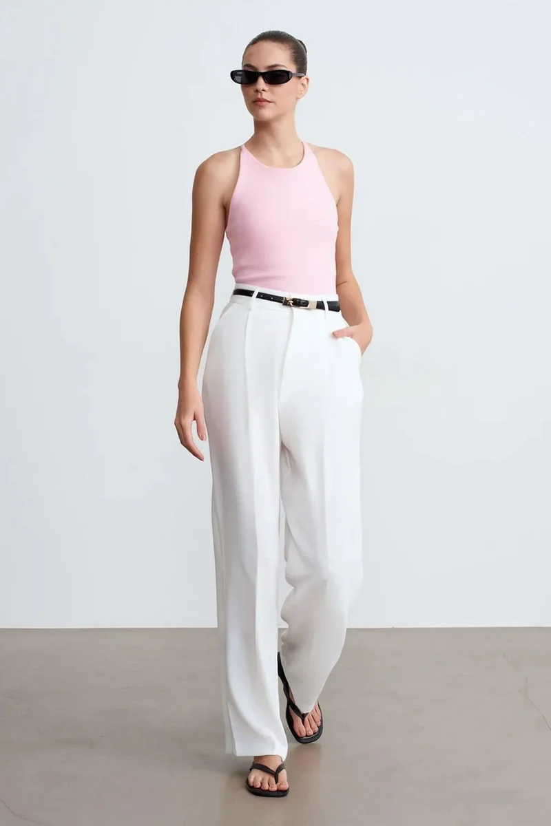 DILVIN Slim Fit Halterneck Jersey Blouse