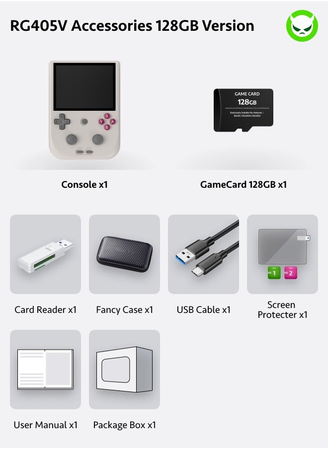 ANBERNIC  Anbernic RG405V Game Console 4-inch IPS Touch Screen 640*480 Android 12 Unisoc Tiger T618 5500mAh 5G WiFi BT Heat Dissipation 26 Emulators Gift Package【Grey-128G with 20,000 Games Pre-installed】  - Image 2