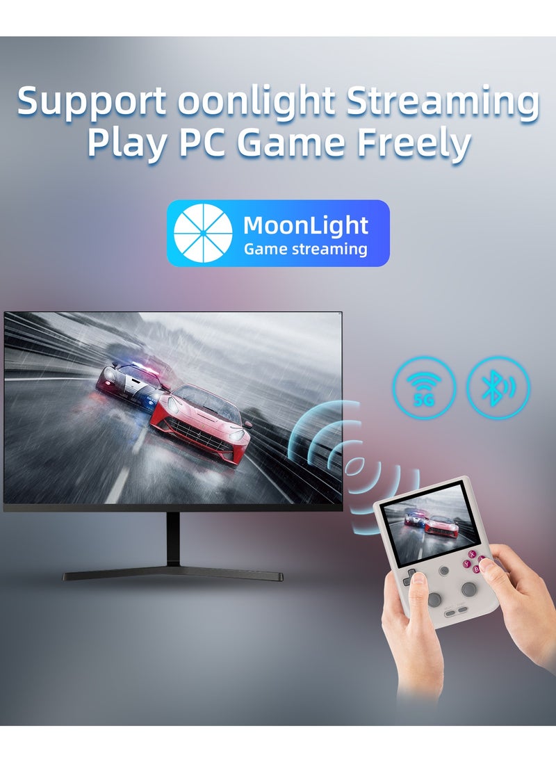 Anbernic RG405V Game Console 4-inch IPS Touch Screen 640*480 Android 12 Unisoc Tiger T618 5500mAh 5G WiFi BT Heat Dissipation 26 Emulators Gift Package【Grey-128G with 20,000 Games Pre-installed】