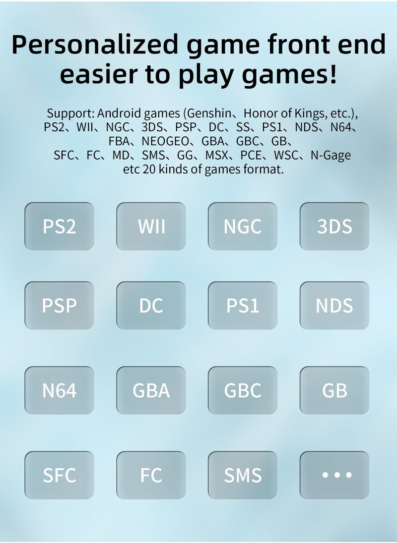 Anbernic RG405V Game Console 4-inch IPS Touch Screen 640*480 Android 12 Unisoc Tiger T618 5500mAh 5G WiFi BT Heat Dissipation 26 Emulators Gift Package【Grey-128G with 20,000 Games Pre-installed】