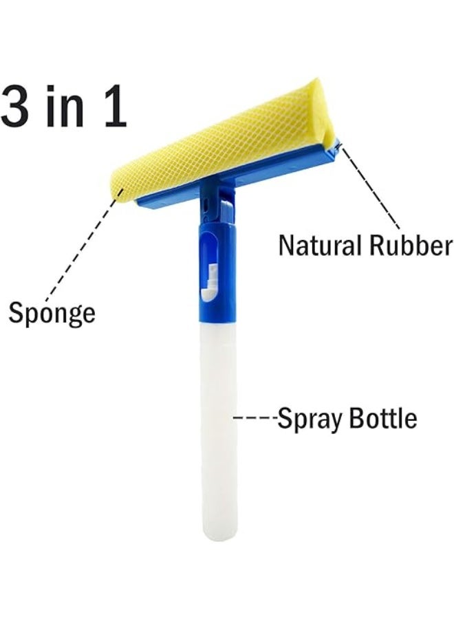 Tiny 3-in-1 Car Window Cleaner Squeegee with Sponge & Rubber Blade – Multipurpose Wiper Cleaning Tool with Spray Bottle, Perfect for Indoor & Outdoor Use, Car Windows, Home Glass, Mirrors (1 Pack) - Image 2