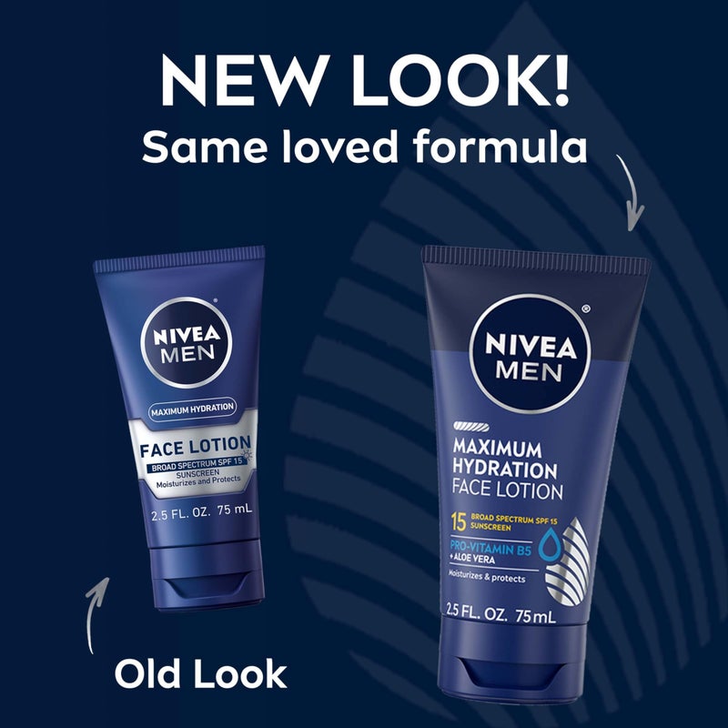 NIVEA MEN Maximum Hydration Face Lotion, Face Lotion with Broad Spectrum SPF 15 Sunscreen for Men, 4 Pack of 2.5 Fl Oz Tubes - Image 2