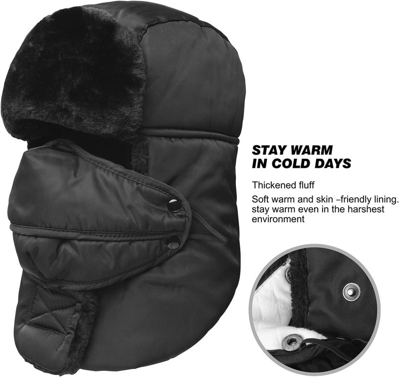 KOOLSOLY Trooper Trapper Hat,Winter Ski Hat with Winter Ear Flap and Ski Windproof Mask - Image 3