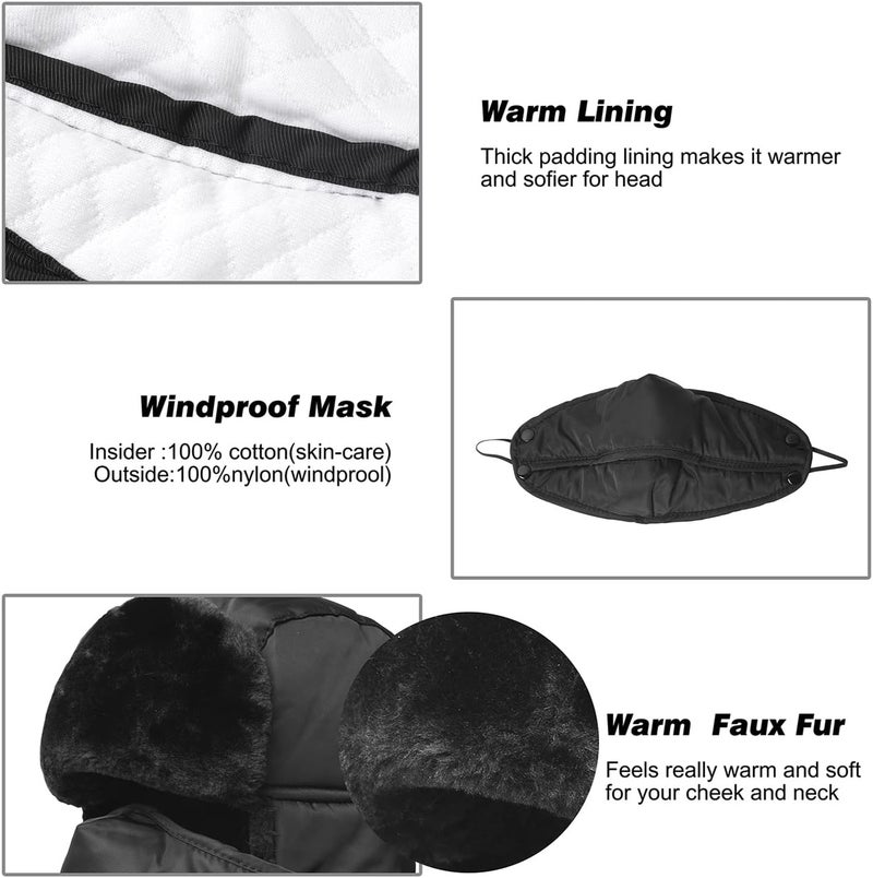 KOOLSOLY Trooper Trapper Hat,Winter Ski Hat with Winter Ear Flap and Ski Windproof Mask - Image 4
