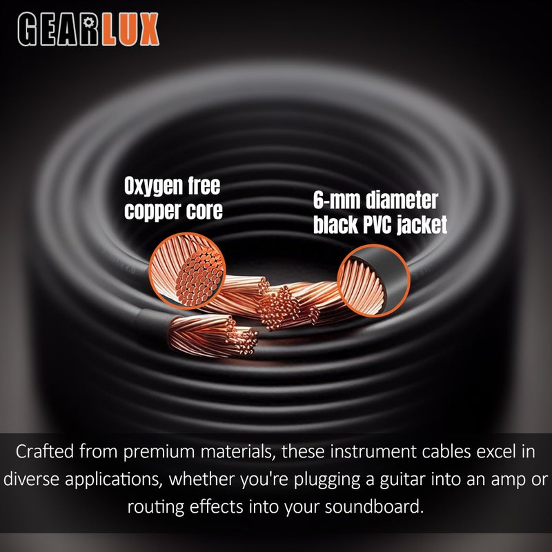 Gearlux Instrument Cable/Guitar Cable, 1/4 Inch, Straight to Straight, Black, 10 Feet - 2 Pack - Image 5