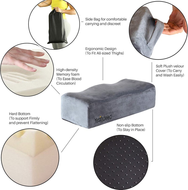 YESINDEED Brazilian Butt Lift Pillow – Dr. Approved for Post Surgery Recovery Seat – BBL Foam Pillow + Cover Bag Firm Support Cushion Butt Support Technology - Grey - Image 2