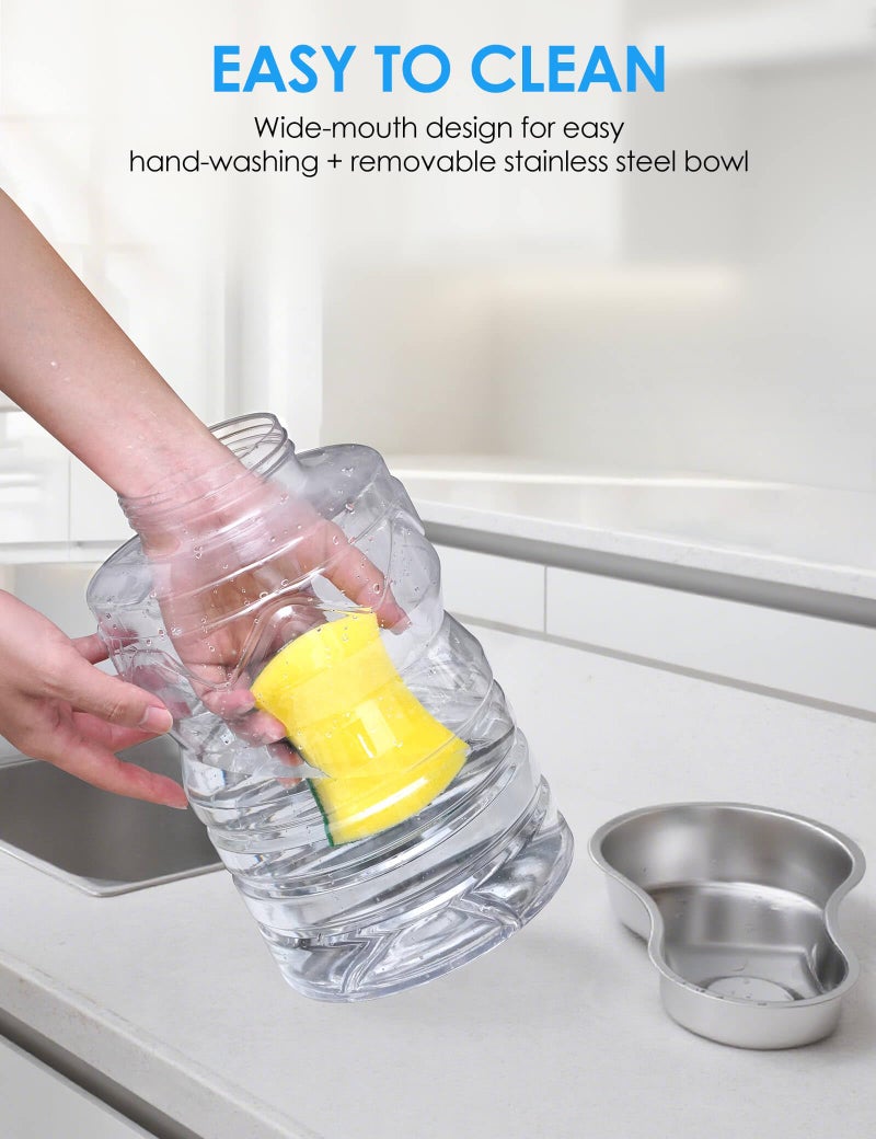 Heouvo 1.7 Gallon Automatic Dog Water Dispenserã€Wide Mouth for Easy Hand-in Cleaningã€‘ã€Removable Stainless Steel Bowlã€‘, Gravity Refilling Large Capacity for Cats and Dogs, Multi-Pet Homes - Image 3