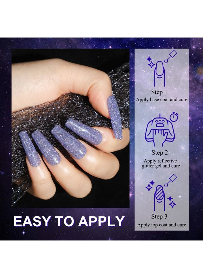 MIZHSE - Reflective Glitter Gel Nail Polish Set 12 Pcs, Colorful Sparkly Diamond Soak Off UV LED Gel Polish Home Manicure Nail Art Salon 7 ml - Image 1