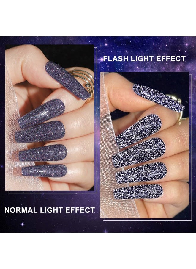MIZHSE - Reflective Glitter Gel Nail Polish Set 12 Pcs, Colorful Sparkly Diamond Soak Off UV LED Gel Polish Home Manicure Nail Art Salon 7 ml - Image 1