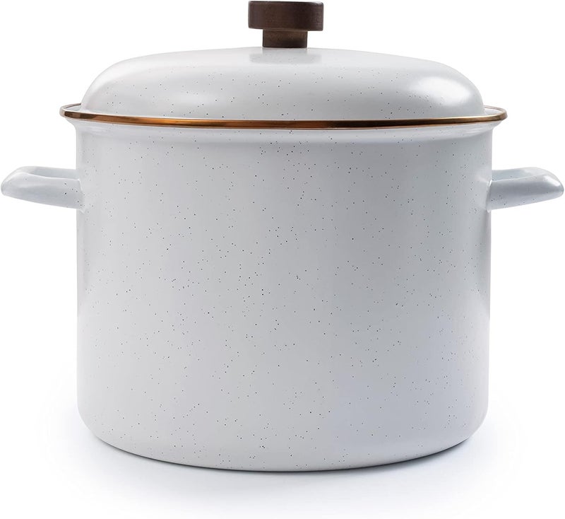 BareBones Enamel Stock Pot in Eggshell - 7.5 Liters - Image 1