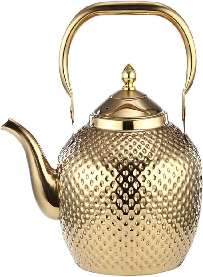 SANQIAHOME إبريق شاي سانكيا هوم سعة 2000 مل مع مصفاة، مصنوع من الفولاذ المقاوم للصدأ، بمقبض رفع، لون ذهبي - Image 1