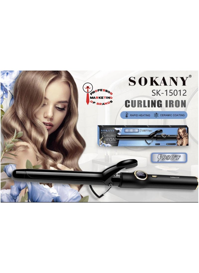 sokany Curly Iron with Digital Display, Nano Technology with Ceramic Plates, 980 Degrees Celsius High Heat for All Hair Types - Black  - Image 3