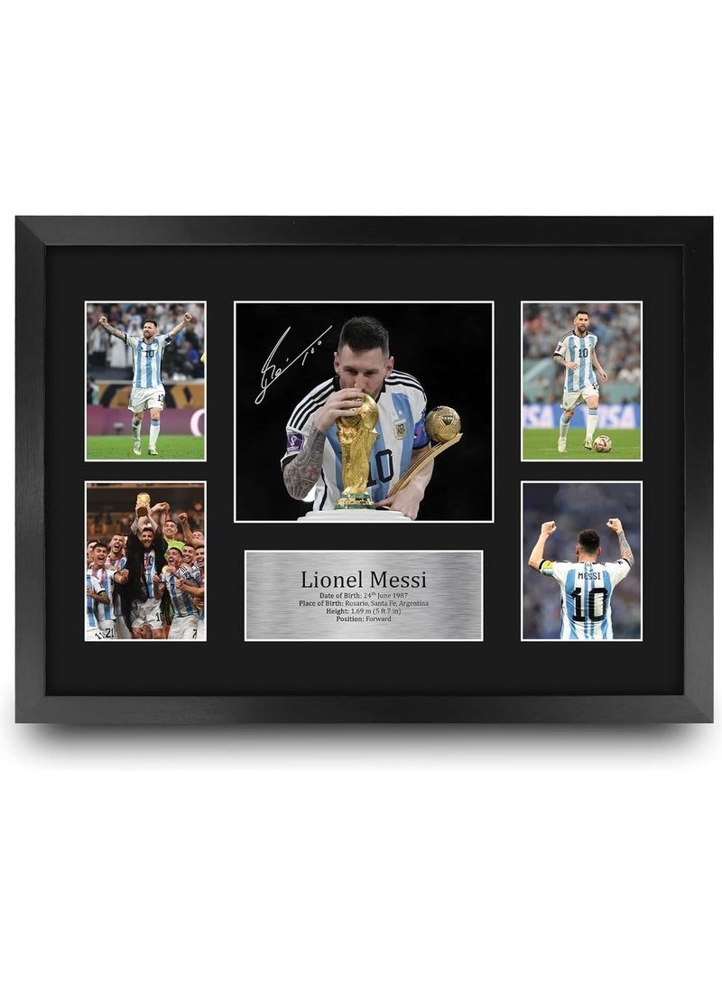 Today Idea FR A3 Lionel Messi Argentina Gifts Printed Signed Autograph Picture for Football Fans and Supporters - A3 Framed - Image 1