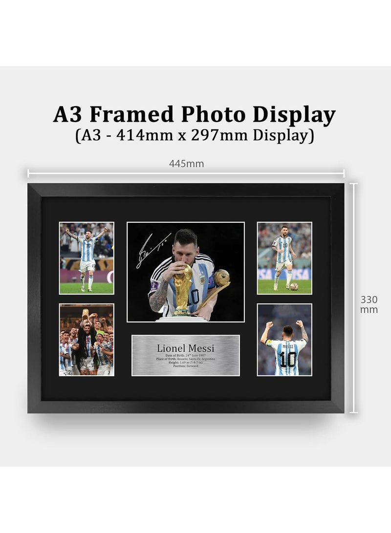 Today Idea FR A3 Lionel Messi Argentina Gifts Printed Signed Autograph Picture for Football Fans and Supporters - A3 Framed - Image 2