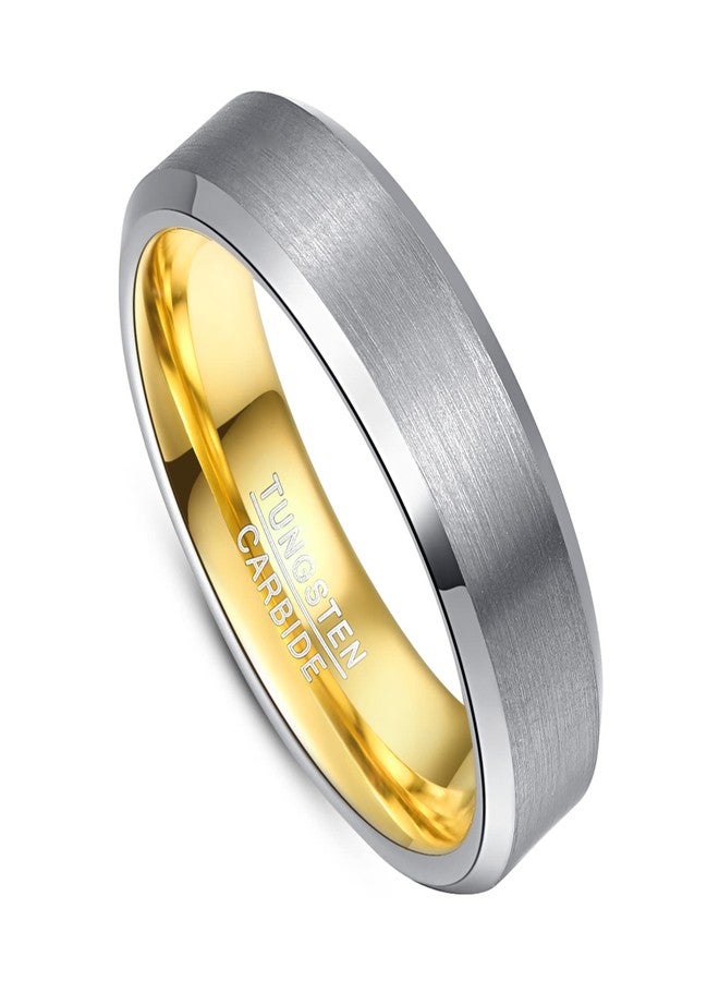 NUNCAD Rings for Women 6mm Brushed Finish Engagement Wedding Ring Polished Beveled Edges Comfort Fit Size 12 - Image 2