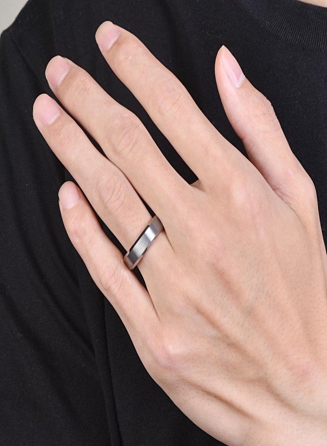 NUNCAD Rings for Women 6mm Brushed Finish Engagement Wedding Ring Polished Beveled Edges Comfort Fit Size 12 - Image 3
