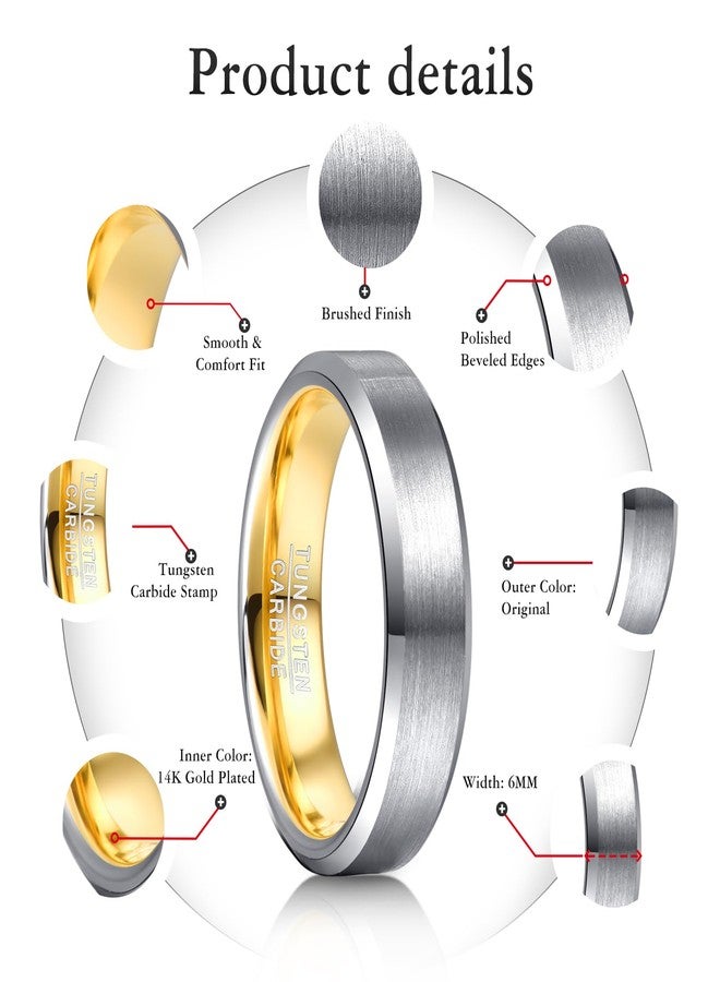 NUNCAD Rings for Women 6mm Brushed Finish Engagement Wedding Ring Polished Beveled Edges Comfort Fit Size 12 - Image 5