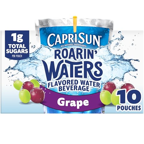 Capri-Sun Capri Sun Roarin' Waters Grape Flavored with other natural flavors Water Beverage, 10 ct Box, 6 fl oz Drink Pouches - Image 1