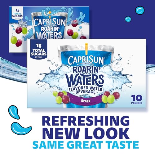 Capri-Sun Capri Sun Roarin' Waters Grape Flavored with other natural flavors Water Beverage, 10 ct Box, 6 fl oz Drink Pouches - Image 2
