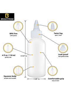 BRIGHTFROM Condiment Squeeze Bottles - 4 Oz Squirt Empty Bottles, Twist Top Cap, Leak Proof - Great For Ketchup, Mustard, Syrup, Sauces, Dressing, Oil, Arts And Crafts, Bpa-Free Plastic - Pack Of 2  - Image 2