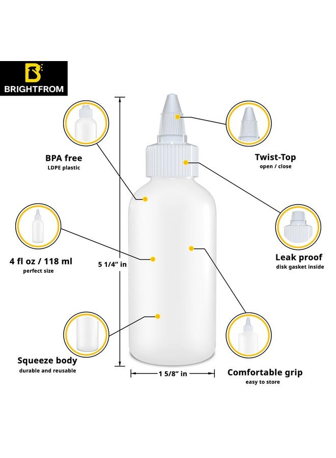 BRIGHTFROM Condiment Squeeze Bottles - 4 Oz Squirt Empty Bottles, Twist Top Cap, Leak Proof - Great For Ketchup, Mustard, Syrup, Sauces, Dressing, Oil, Arts And Crafts, Bpa-Free Plastic - Pack Of 2 - Image 2
