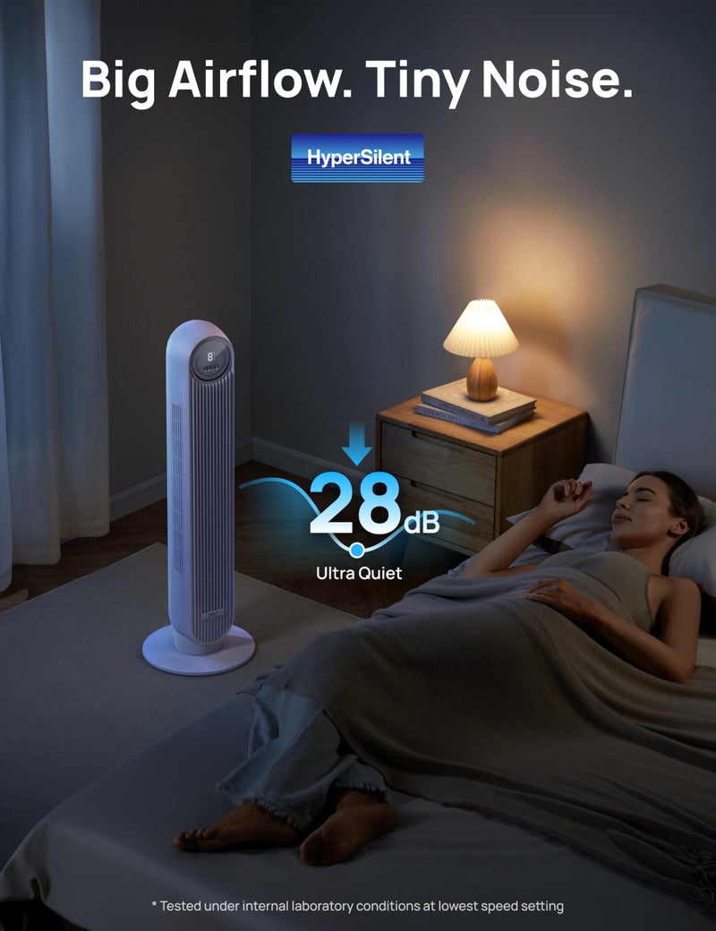 Dreo Tower Fan for Bedroom, 25ft/s Smart Standing Fans, 90Â° Oscillating Floor Fan with 4 Modes, 4 Speeds, 8H Timer, 28dB, Bladeless, Remote, 28 dB, Works with WiFi Voice Control - Image 3