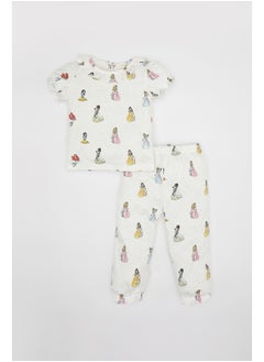Babygirl Regular Fit Frill Neck Short Sleeve Knitted Pyjamas - 2 Pieces