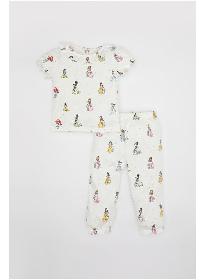 DeFacto - Babygirl Regular Fit Frill Neck Short Sleeve Knitted Pyjamas - 2 Pieces - Image 1