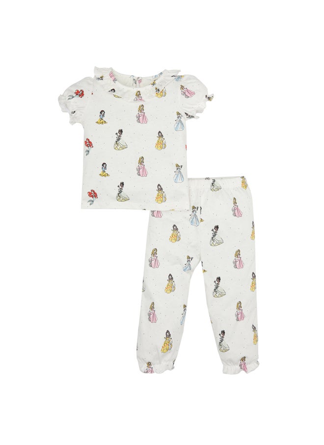 DeFacto - Babygirl Regular Fit Frill Neck Short Sleeve Knitted Pyjamas - 2 Pieces - Image 1