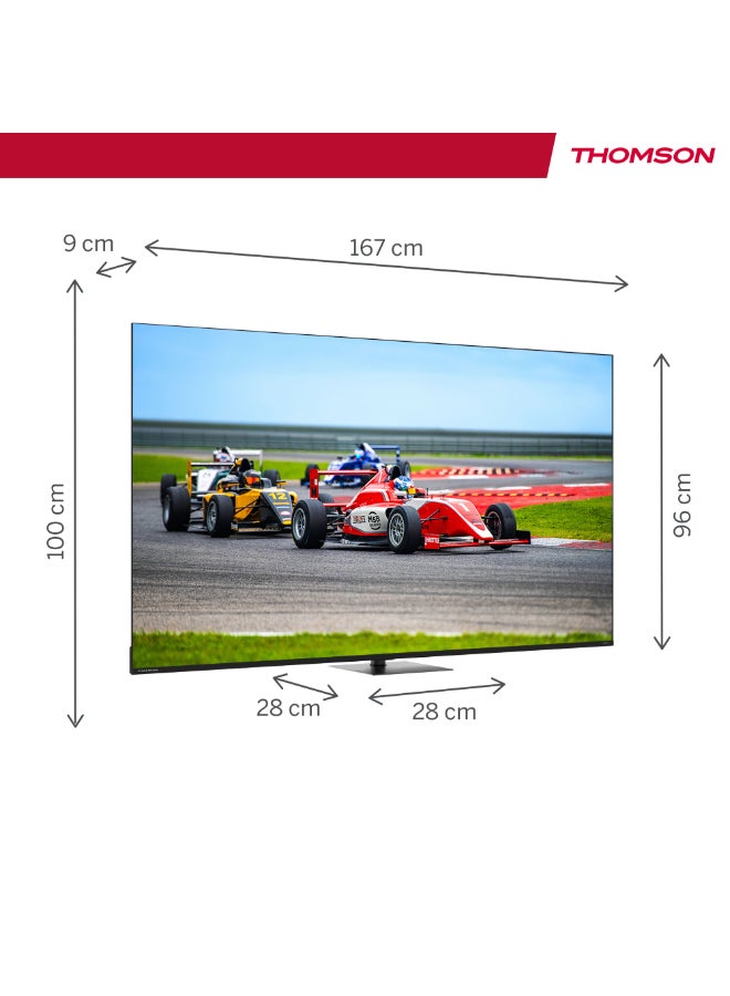 Thomson تلفاز Thomson 75 بوصة QLED Pro Google TV بتصميم قاعدة مركزية - موديل 2025 بمعدل تحديث 144 هرتز، 4K UHD، Dolby Vision و Atmos، تحكم صوتي ذكي، مساعد صوتي من Google، شاشة بدون إطار، تلفاز فاخر - Image 3